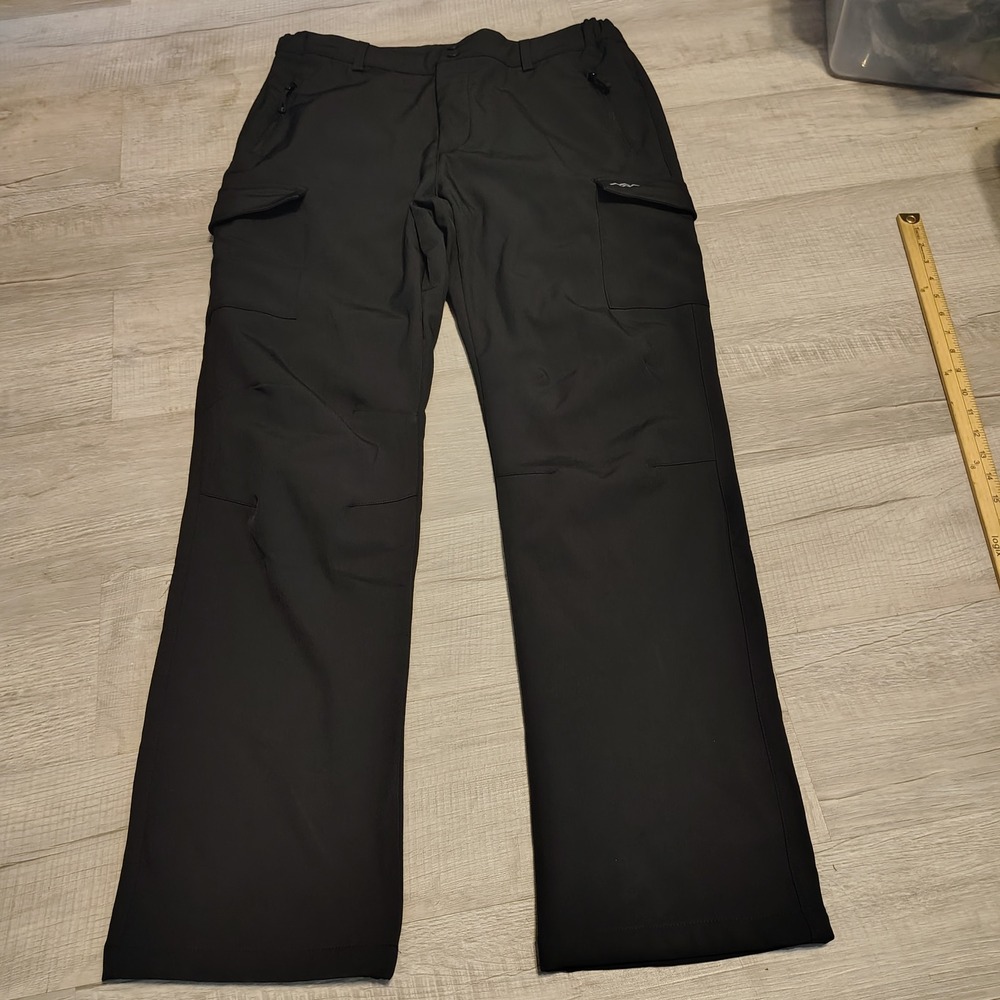 Trailside Supply Co Mens Black Cargo Hiking Pants XL Softshell Outdoor Utility